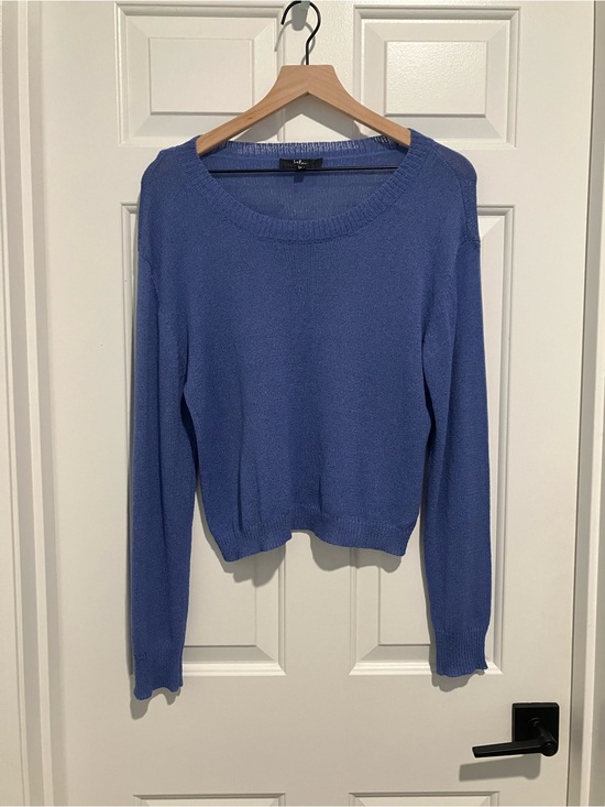 Lulus Sweaters - Lulu's Periwinkle Scoopneck Lightweight Knit Sweater